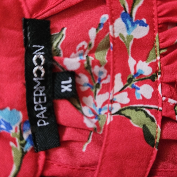 Paper Moon Red And Blue Floral Sleeveless Blouse Lightweight, Flowy, Size XL - Picture 5 of 6